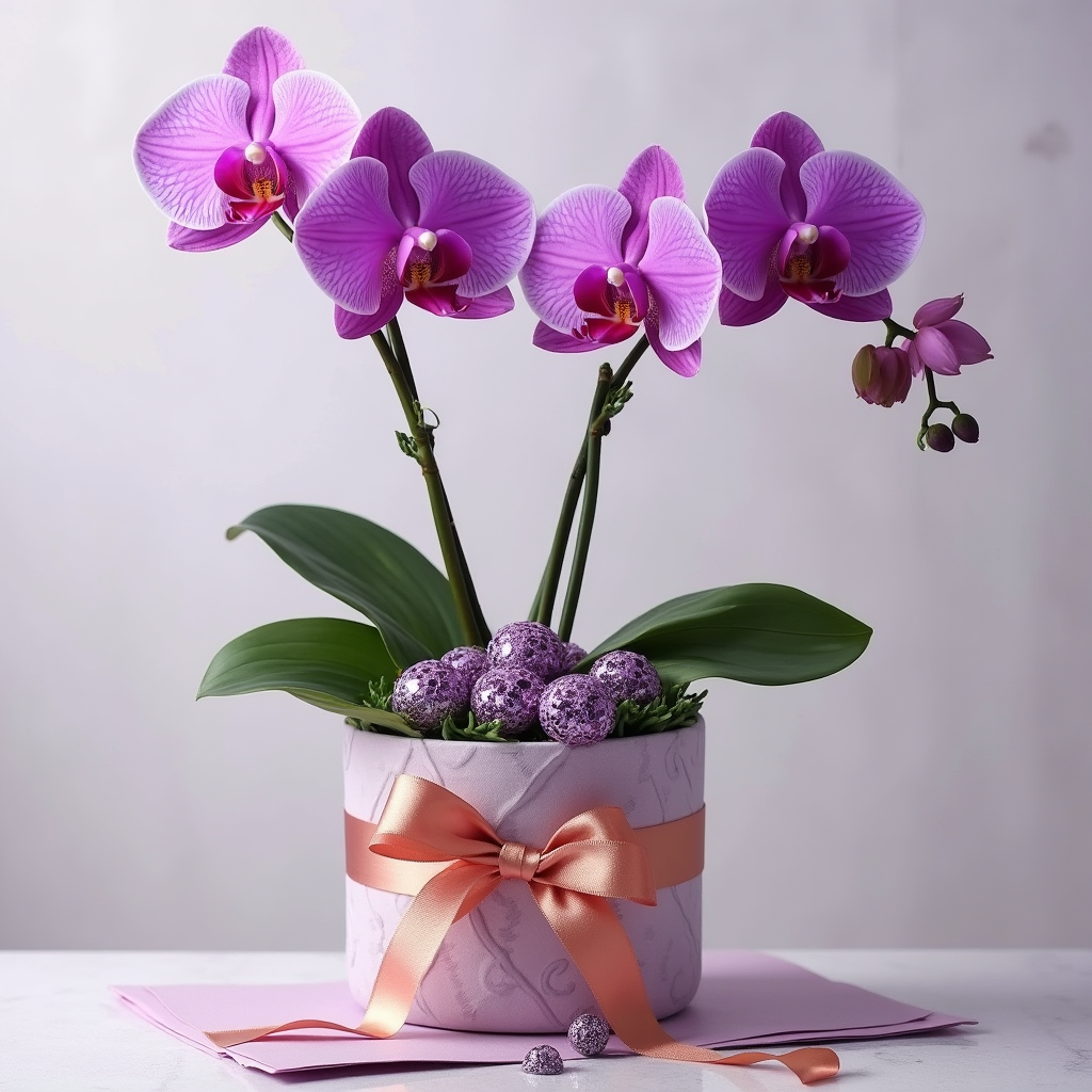 SAKSIDA MOR SÜSLEMELI ORKIDE