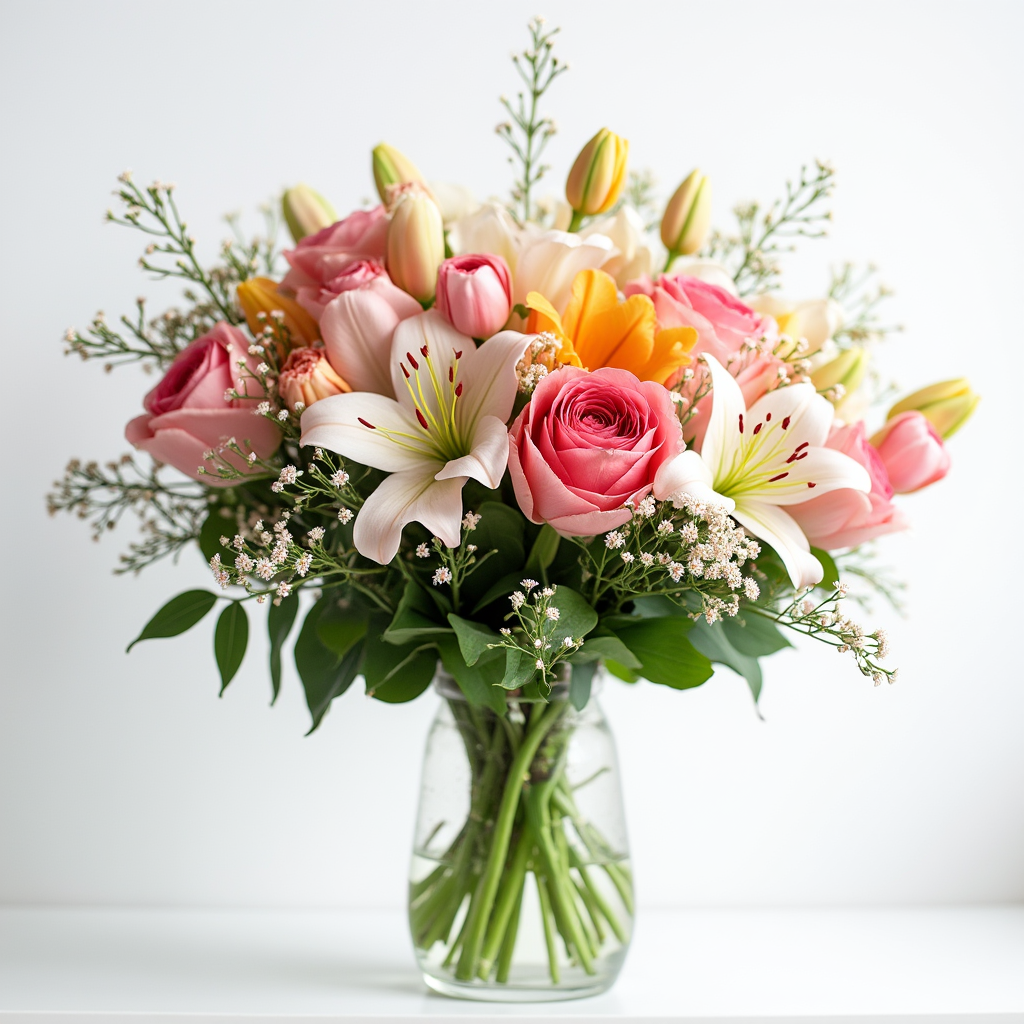 4 ADET LİLYUM 4 ADET PEMBE GÜL 4 ADET SARI LALE